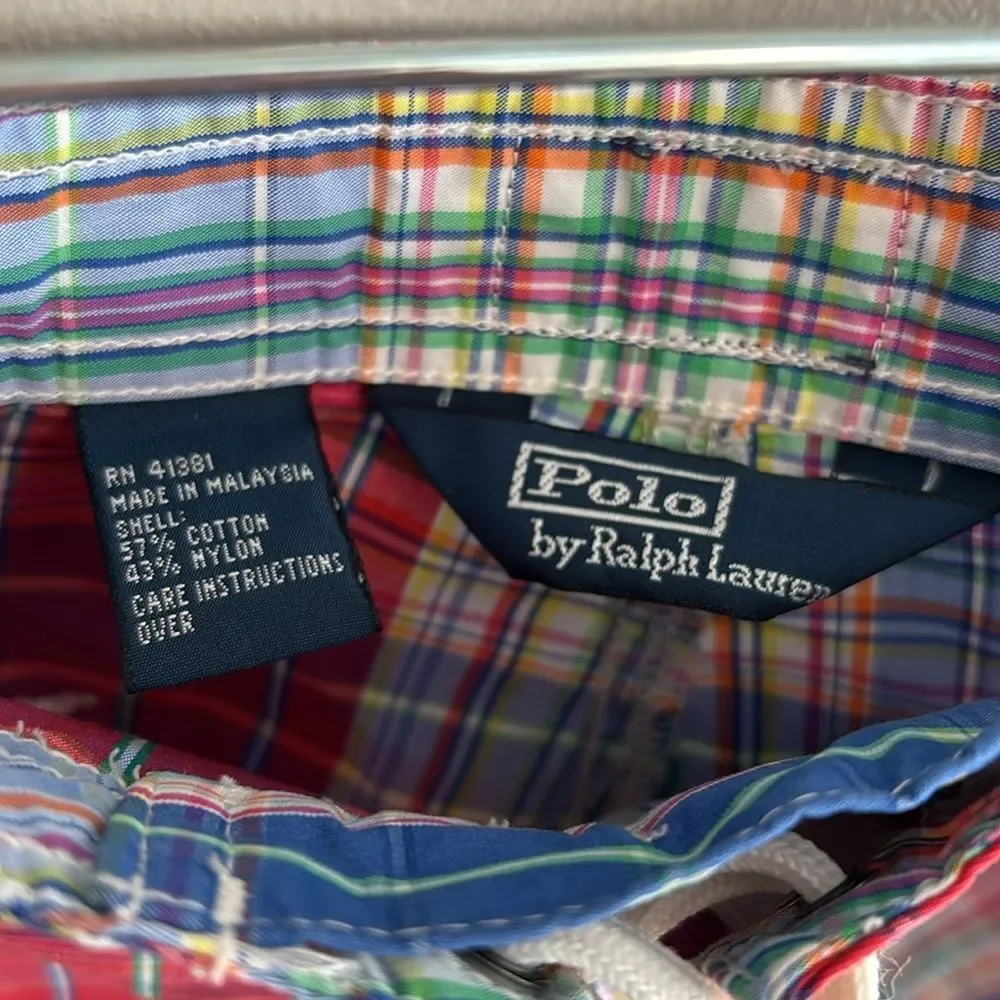 Polo Ralph Lauren 38 Mens Board Shorts Plaid Pockets